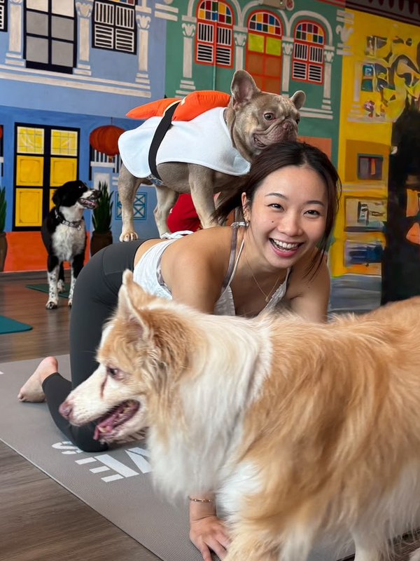 Dr Celeste Ling candid photo with dogs